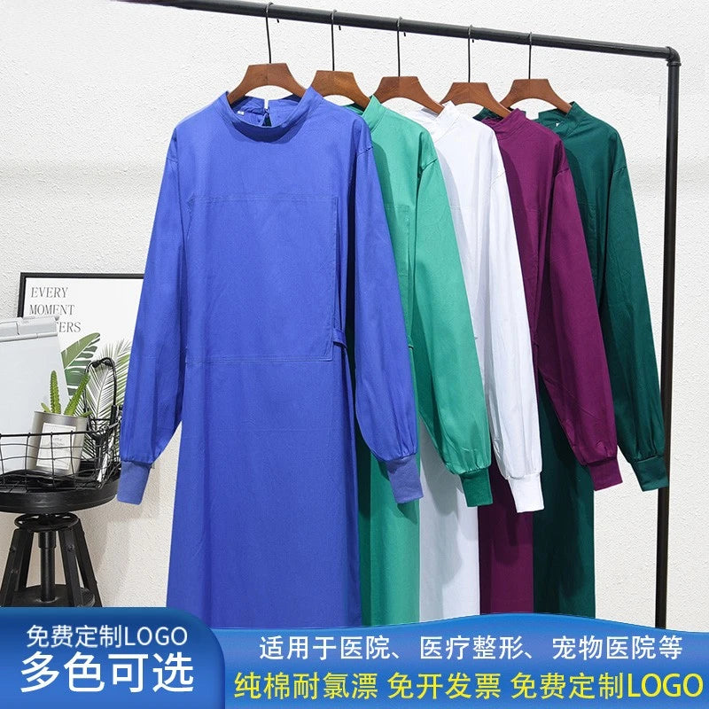 Operating room operating gown female cotton surgical beauty overalls Long sleeve medical isolation gown spring and summer